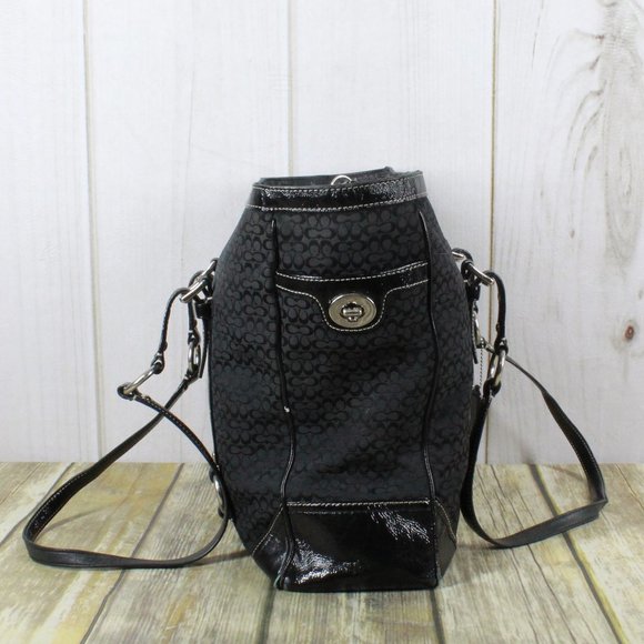 COACH Black Leather Trim Shoulder Handbag - Picture 2 of 12